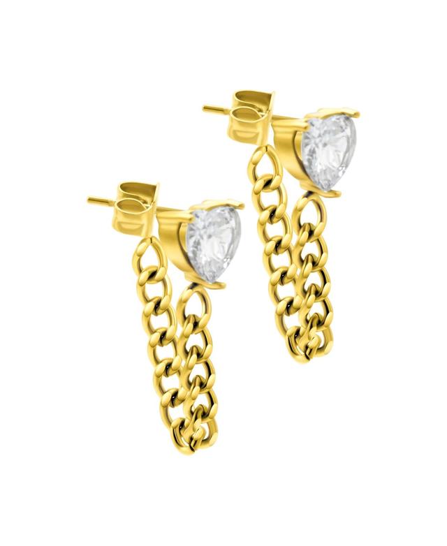 Adornia Womens 14K Gold-Plated Chain and Crystal Heart Wrap Around Earrings Product Image