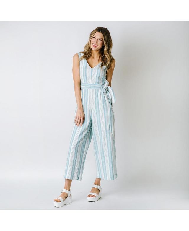 Hope & Henry Womens Woven Sleeveless Tie-Waist Jumpsuit with Wide Leg Product Image