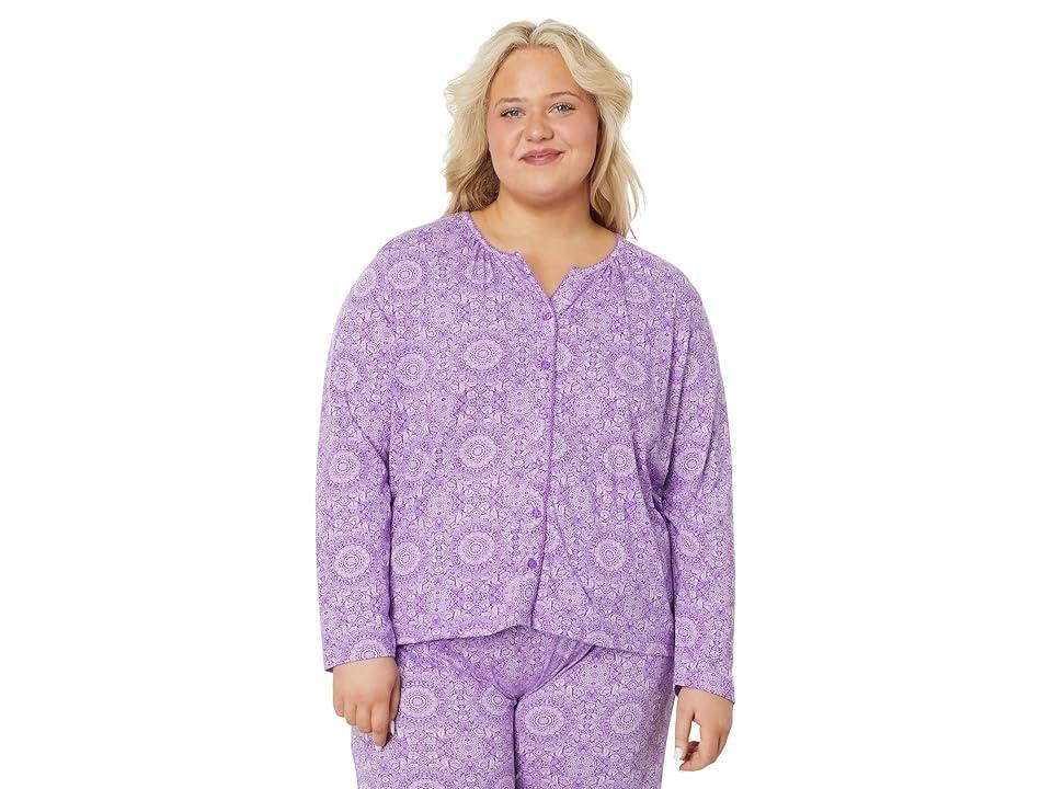 Karen Neuburger Plus Long Sleeve Cardigan PJ Set (Floral Medallion) Women's Pajama Sets Product Image