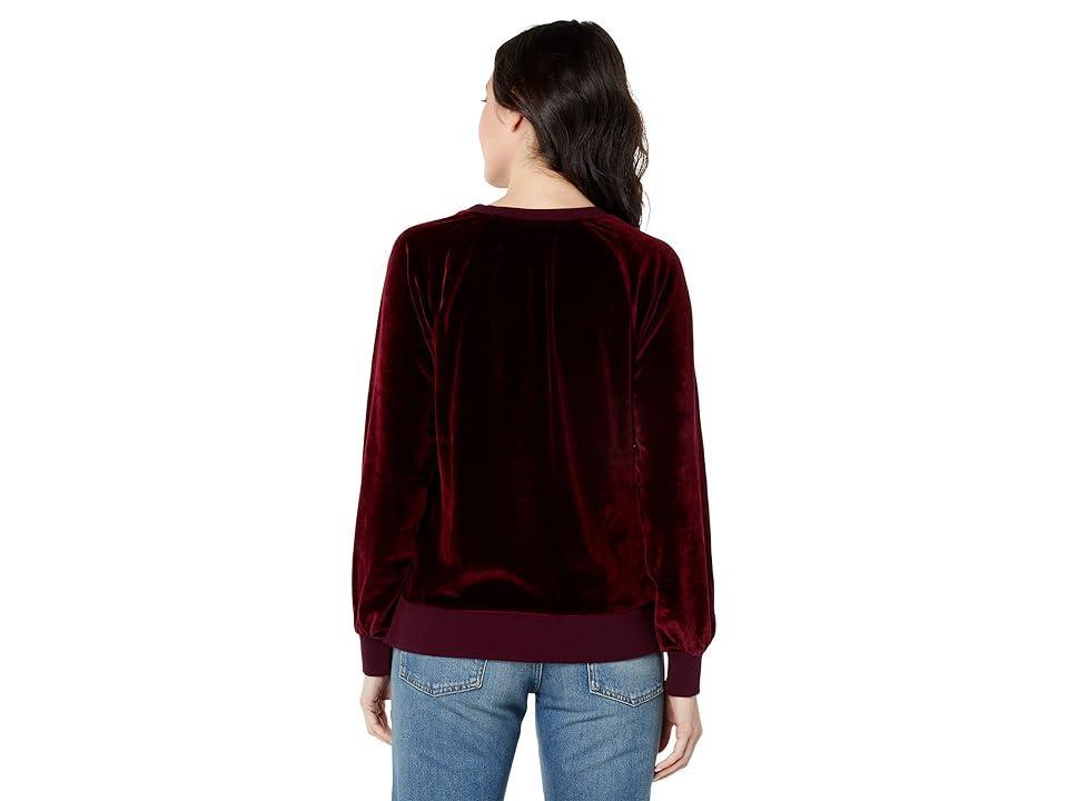 Mod-o-doc Stretch Velvet Long Sleeve Crew Neck Sweatshirt (Wild Berry) Women's Clothing Product Image