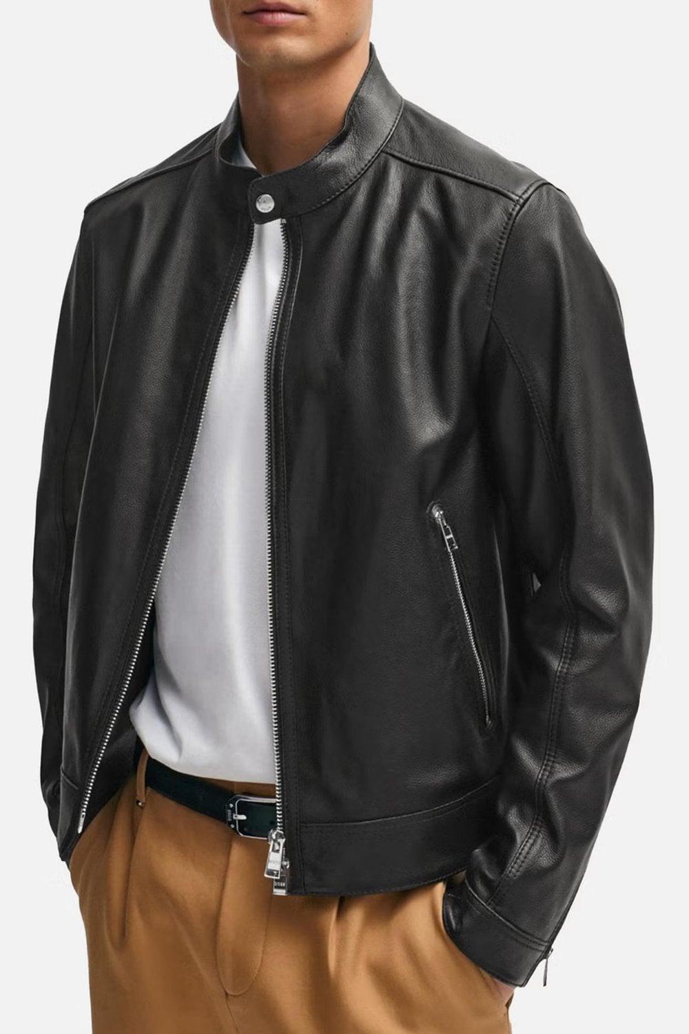 HUGO BOSS Boss Mansell Leather Jacket In Black Product Image