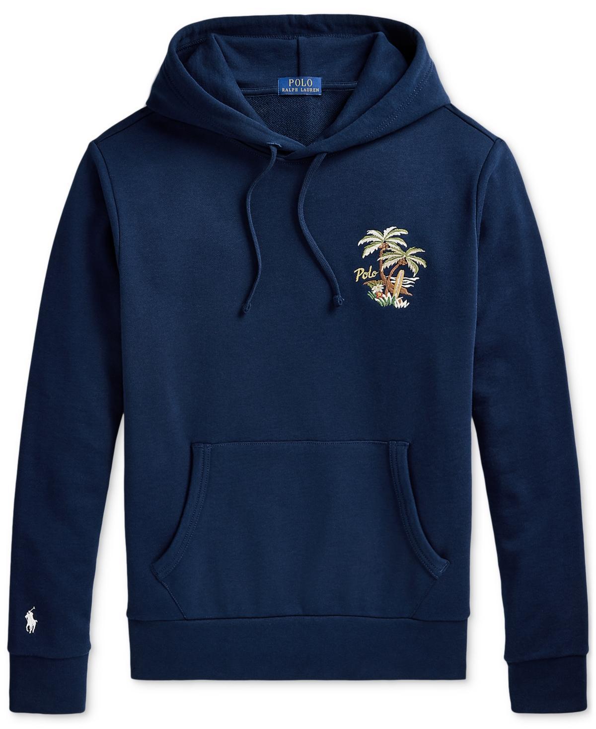 POLO RALPH LAUREN Men's Embroidered Loopback Fleece Hoodie In Blue Product Image