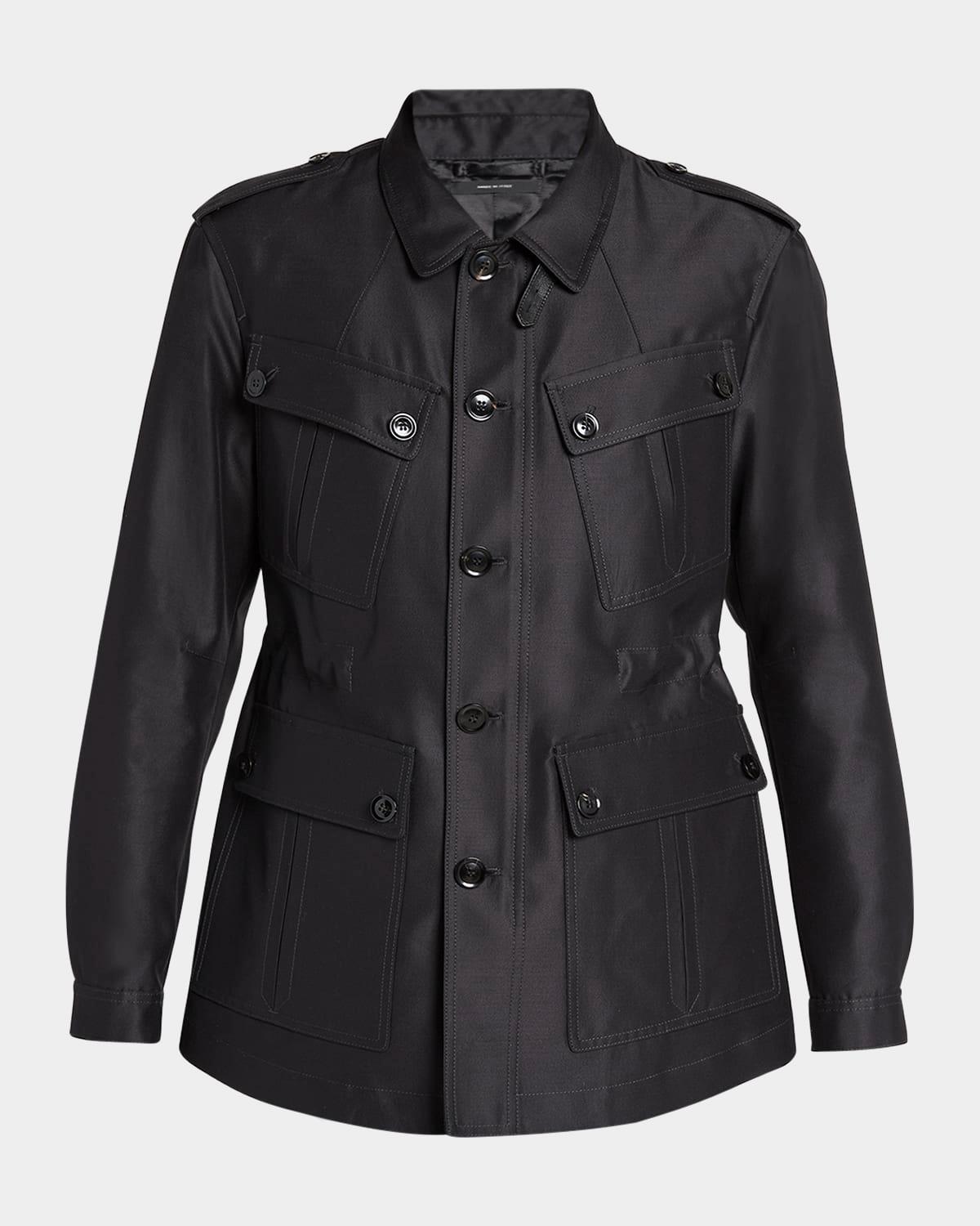 Men's Wool-Silk Faille Water-Resistant Field Jacket Product Image