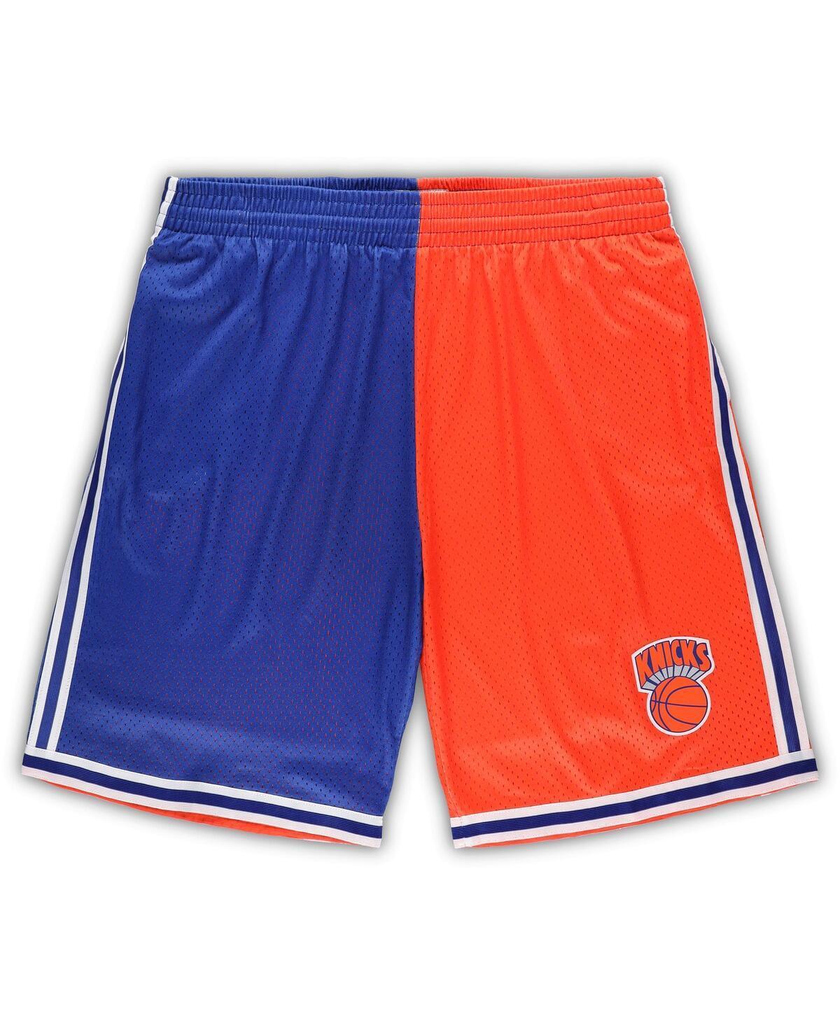 Mens Mitchell & Ness Blue/Orange New York Knicks Big & Tall Hardwood Classics Split Swingman Shorts Product Image