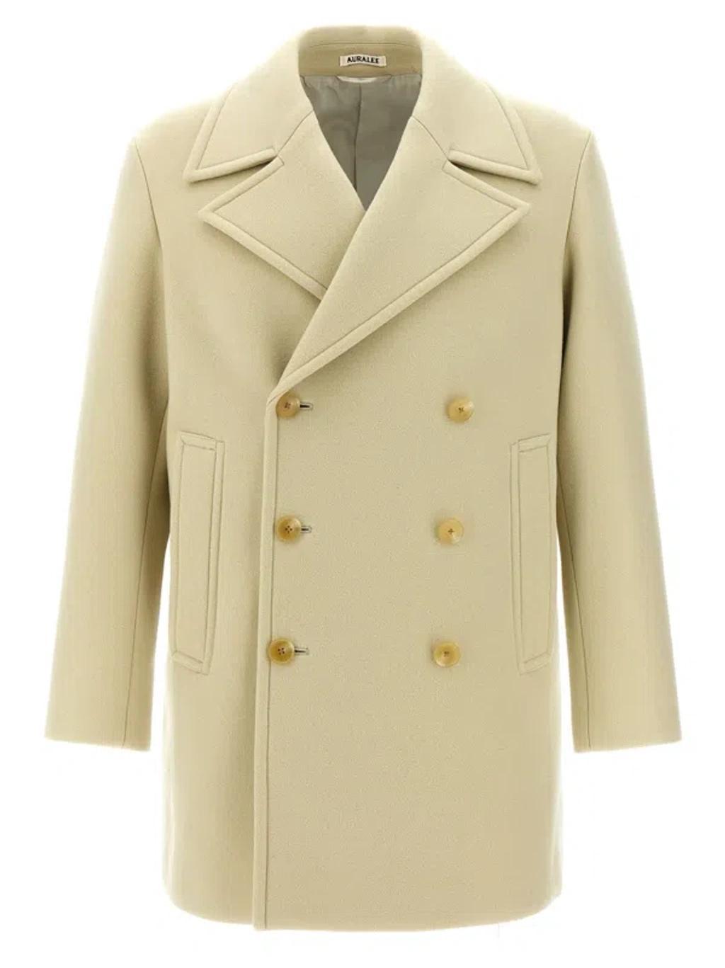 AURALEE Double-breasted Coat In Green Product Image