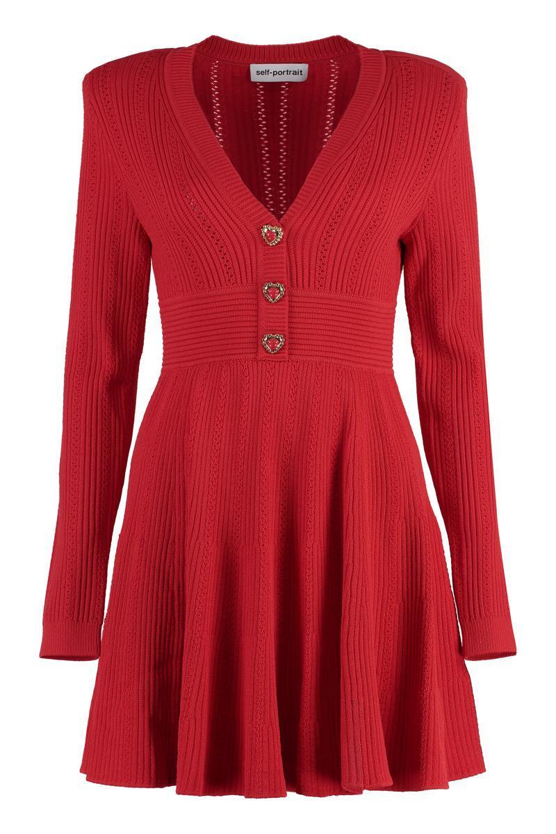 Red Knitted Mini Dress In Rot Product Image