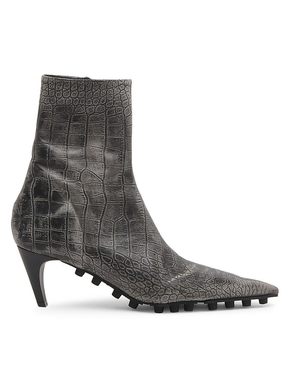 Womens Croc-Embossed Leather Booties Product Image