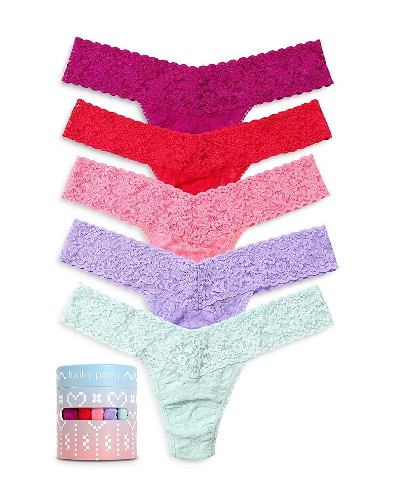 Womens Signature Lace 5-Pack Low-Rise Thong Set Product Image