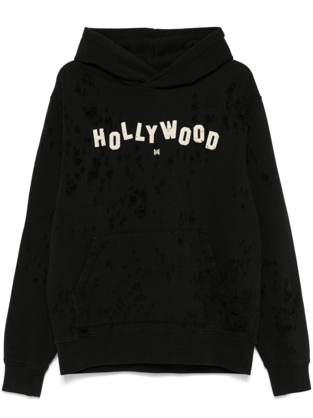 Mens Black Shotgun Distressed Cotton-jersey Hoody Product Image