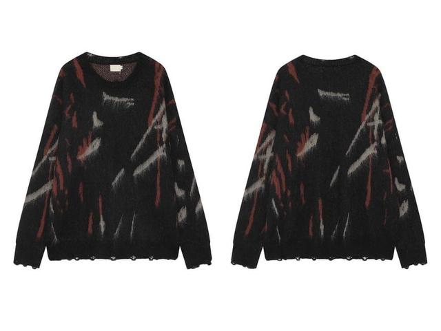 Crew Neck Patterned Sweater Product Image