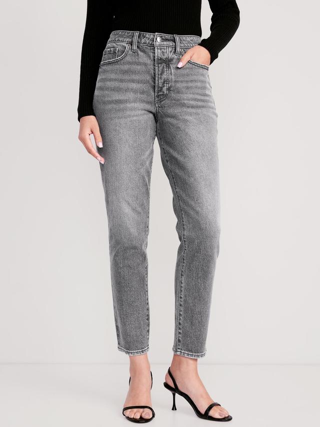 Old Navy High-Waisted Button-Fly OG Straight Ankle Jeans for Women - Faded Black - female - Size: 8 Product Image