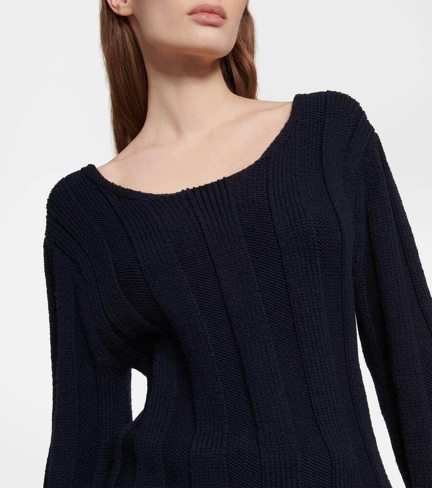 THE ROW Ribbed-knit Wool Sweater In Blue Product Image