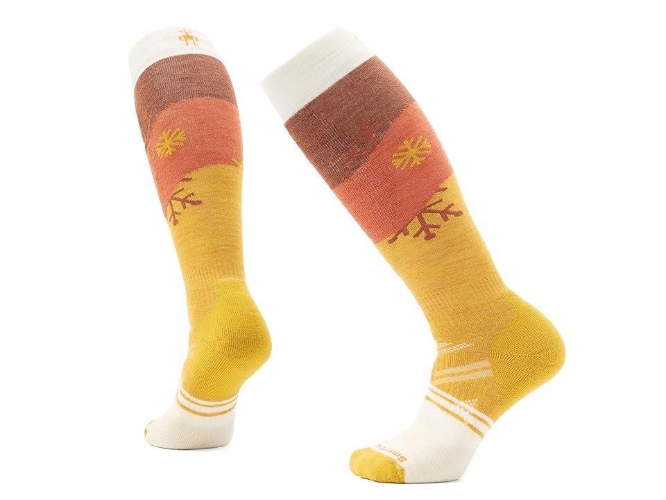 Smartwool Ski Full Cushion Snowpocalypse Pattern Over The Calf Socks (Honey Gold) Women's Crew Cut Socks Shoes Product Image