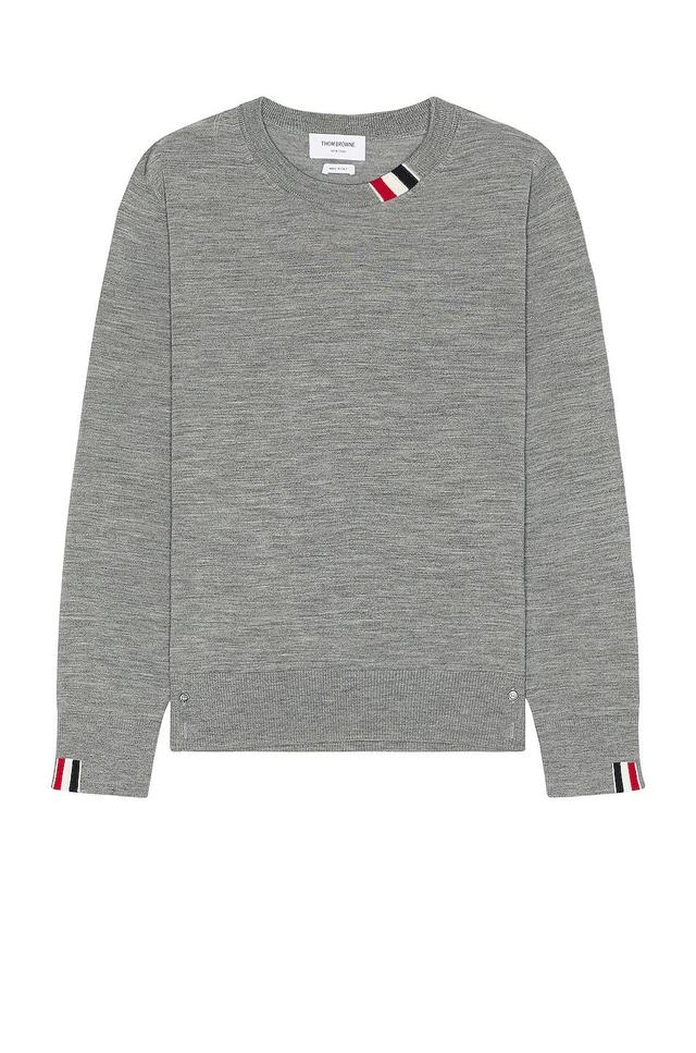 Thom Browne RWB Relaxed Fit Crew Neck Pullover In Light Grey in Grey Product Image