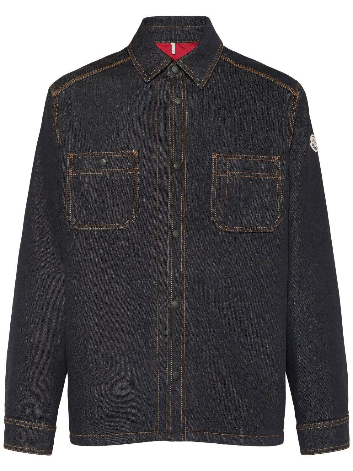 MONCLER Cotton Denim Shirt In 77a - Blue Product Image