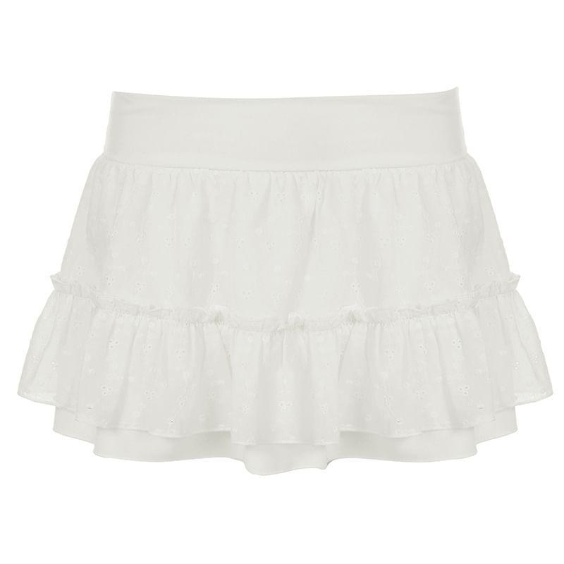 High Waist Plain Mini A-Line Skirt Product Image