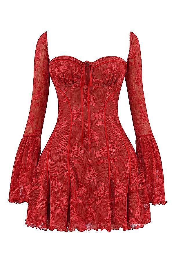 Analissa Scarlet Lace Corset Dress Product Image