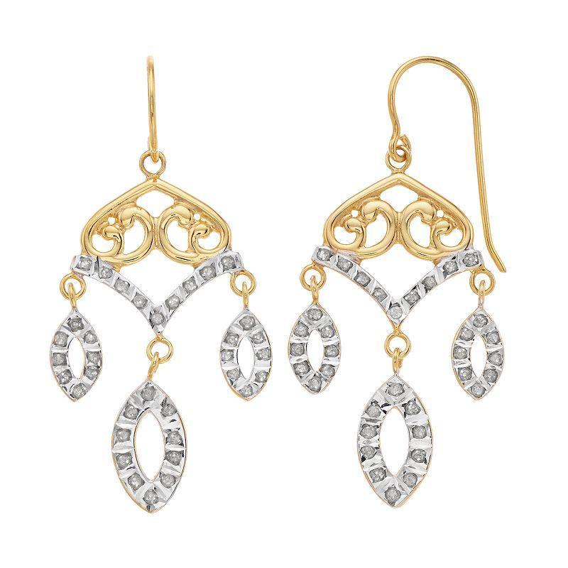 Diamond Mystique Chandelier Drop Earrings, Womens, 18k Gold Over Silver Product Image