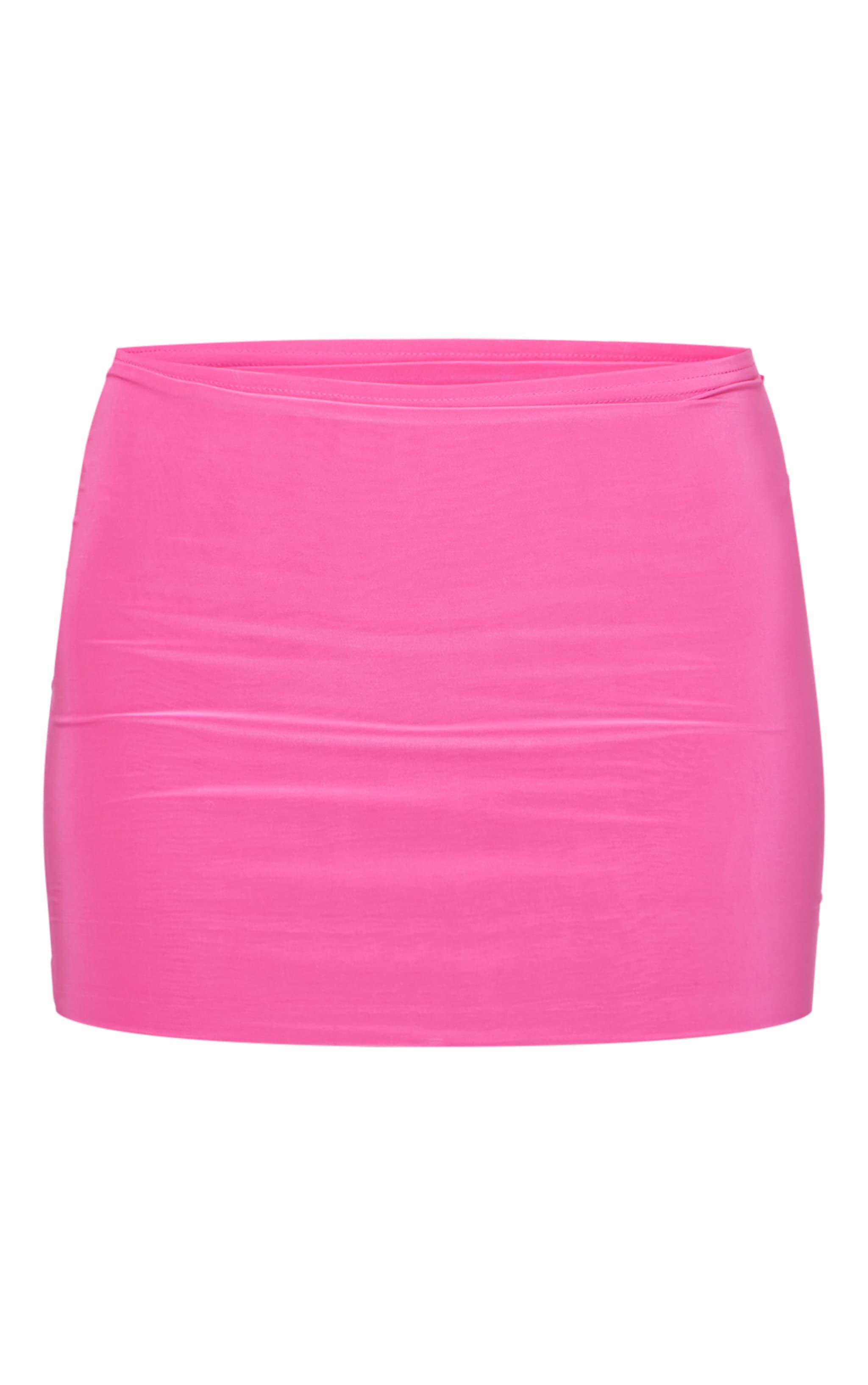 Hot Pink Slinky Low Rise Micro Skirt Product Image