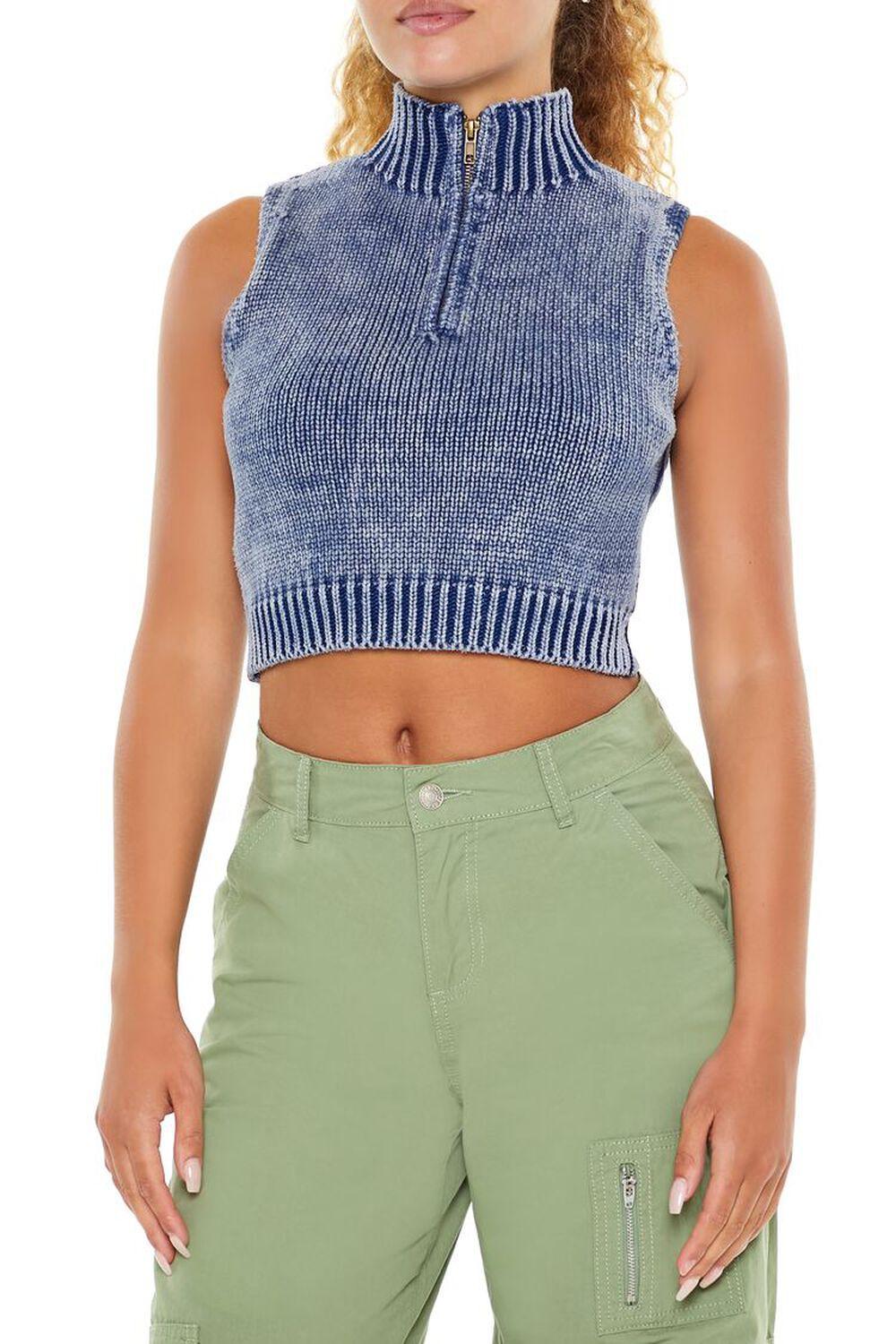 Cropped Half-Zip Sweater Vest | Forever 21 product image