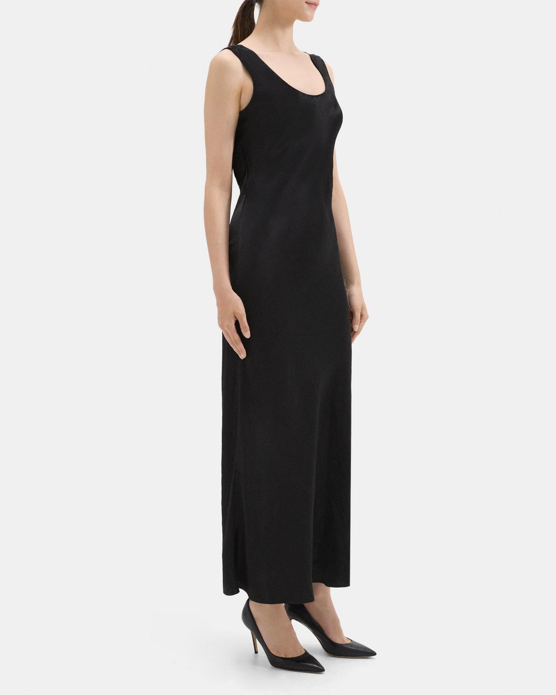 Draped Back Midi Dress in Satin Product Image