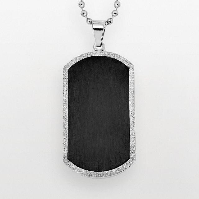 Stainless Steel and Black Immersion-Plated Stainless Steel Dog Tag - Men, Mens Multicolor Product Image