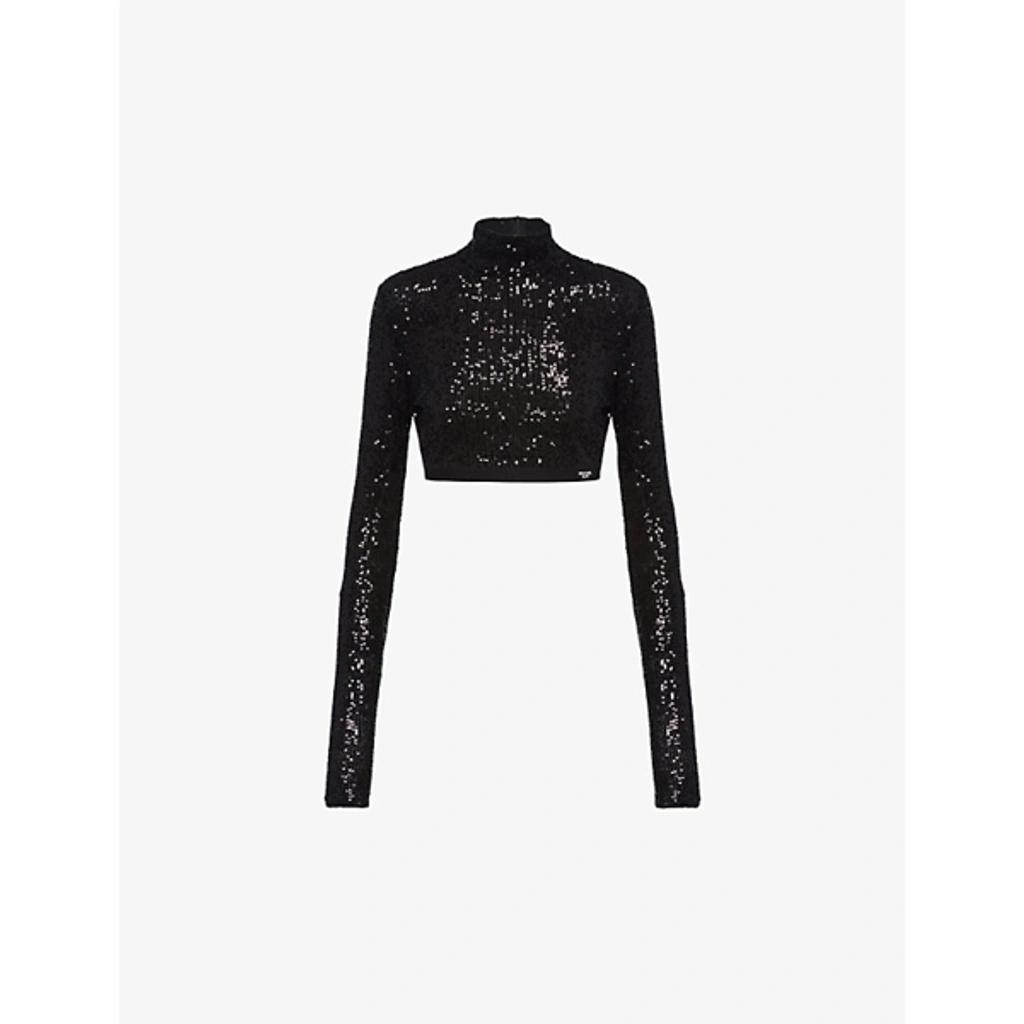 Sequined Stretch Top In Black Product Image