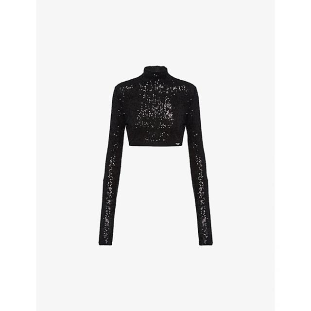 Sequined Stretch Top In Black Product Image