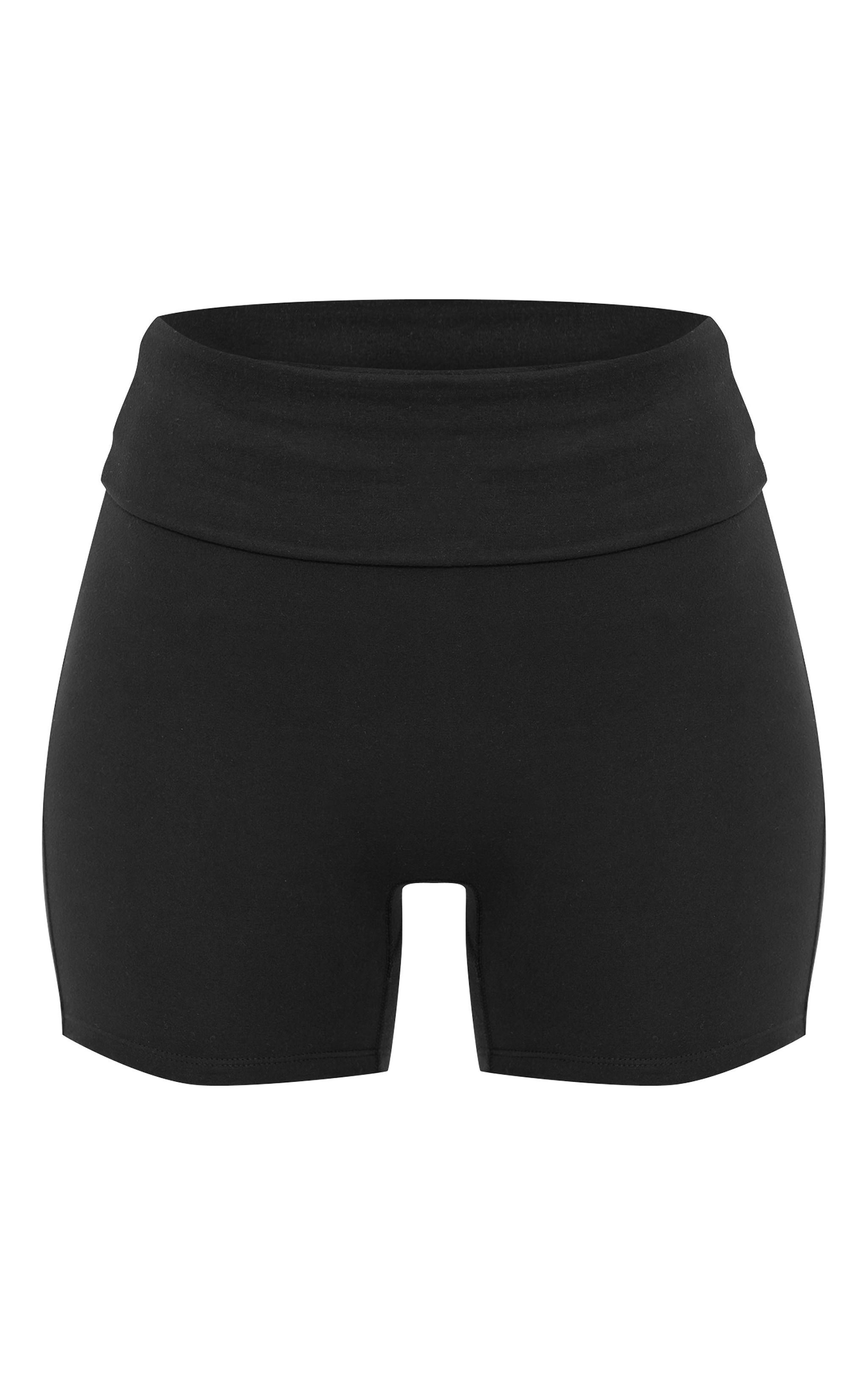 Tall Black Snatched Sculpt Foldover Mini Shorts Product Image