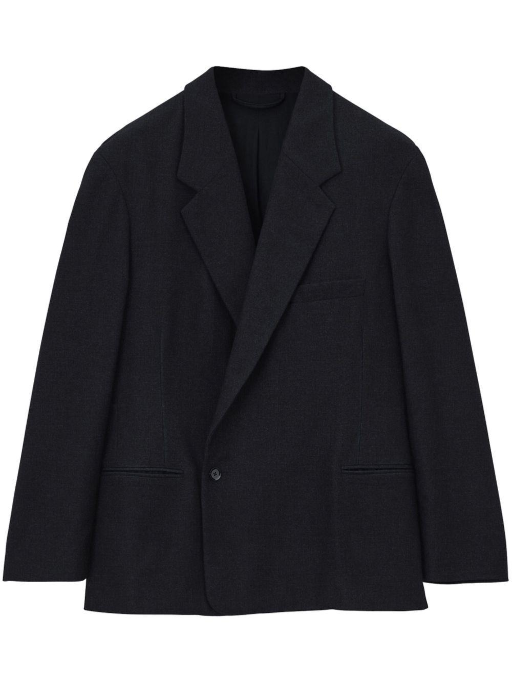 LEMAIRE Black Double-breasted Blazer In Mu200 Black / Grey M Product Image