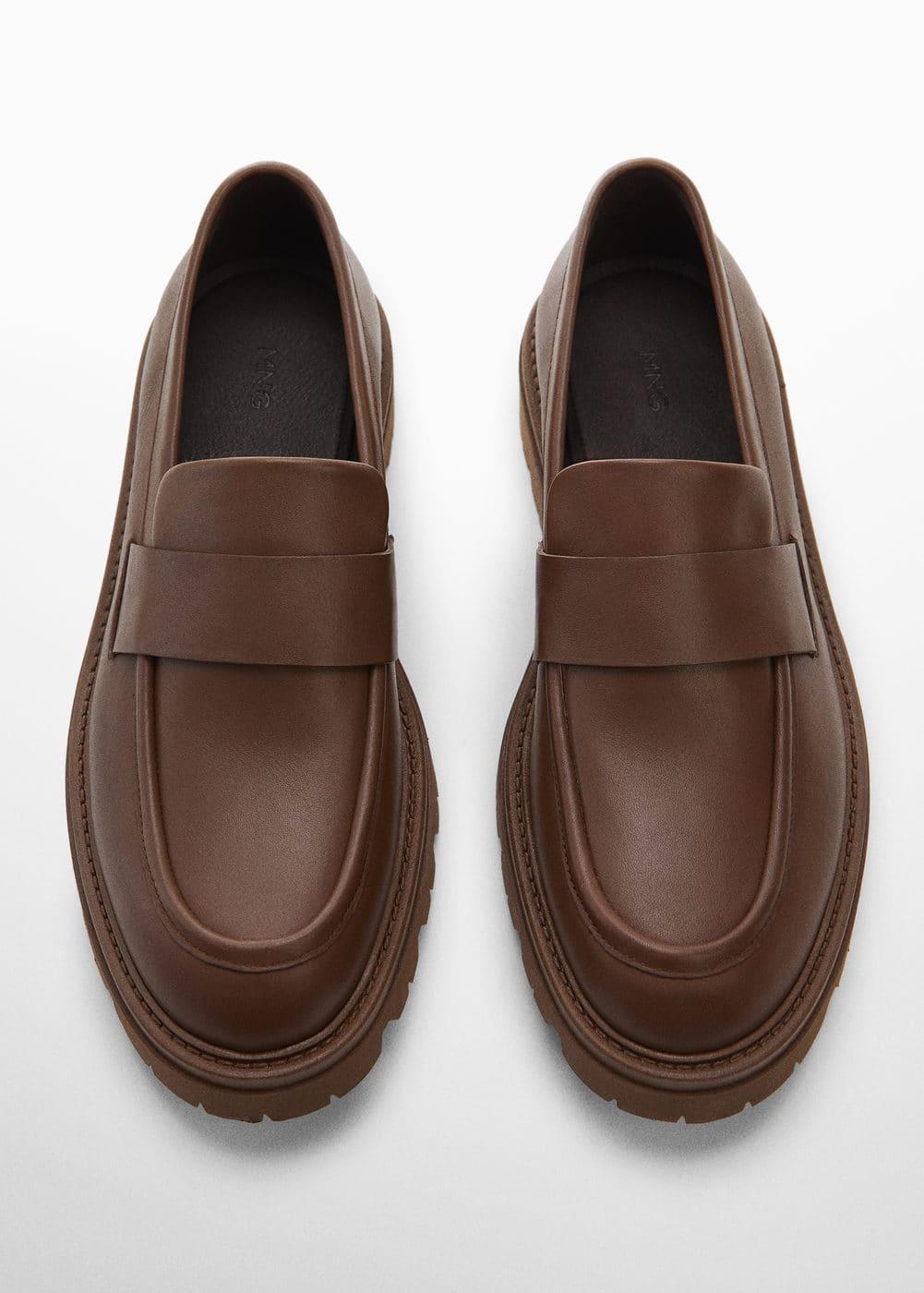 MANGO MAN - Leather moccasin with track sole chocolateMen Product Image