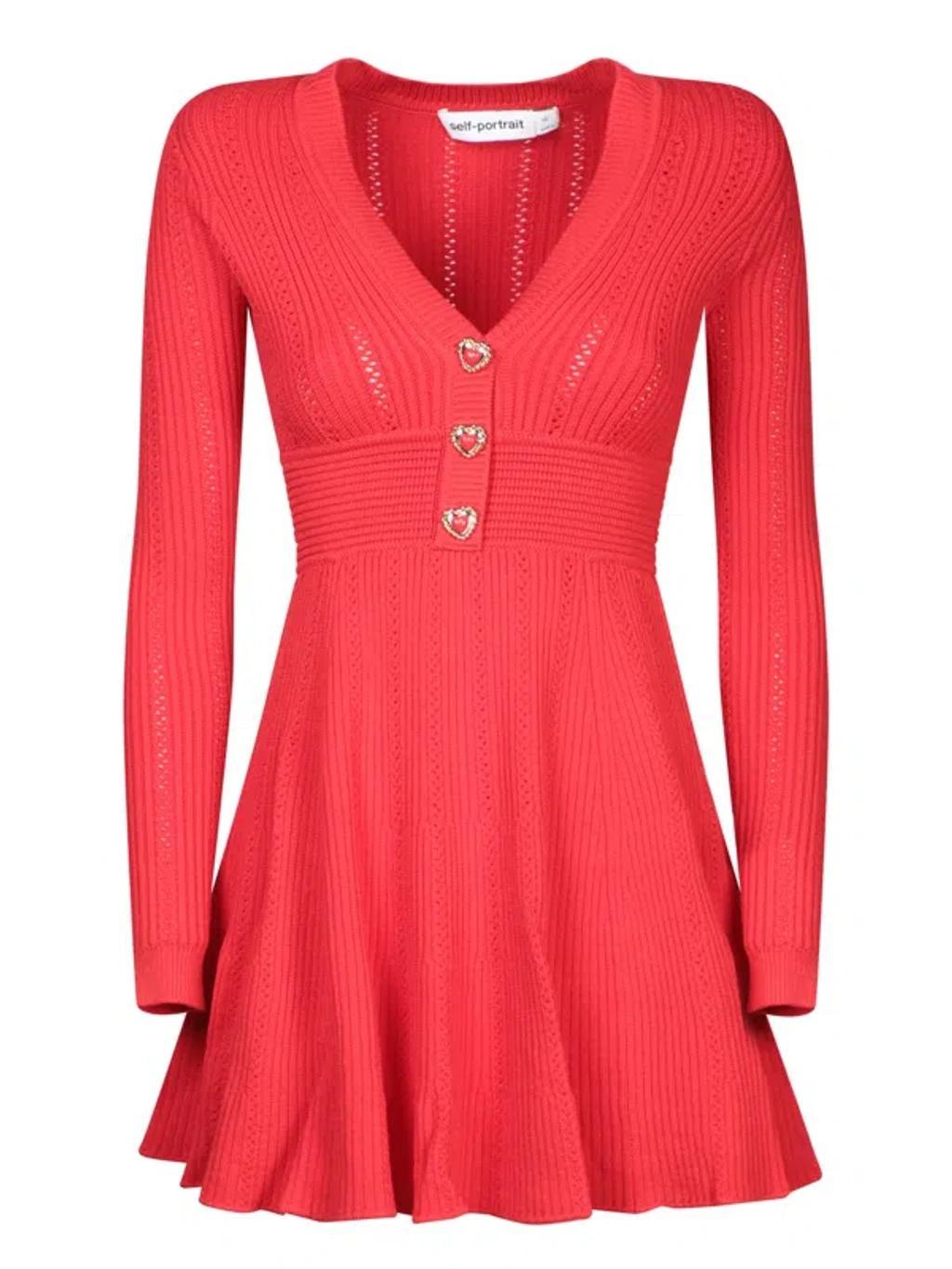 Red Knitted Mini Dress In Rot product image