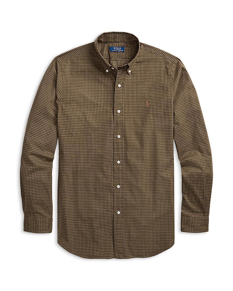 Cotton Twill Plaid Classic Fit Button Down Shirt In Brown Multi Product Image