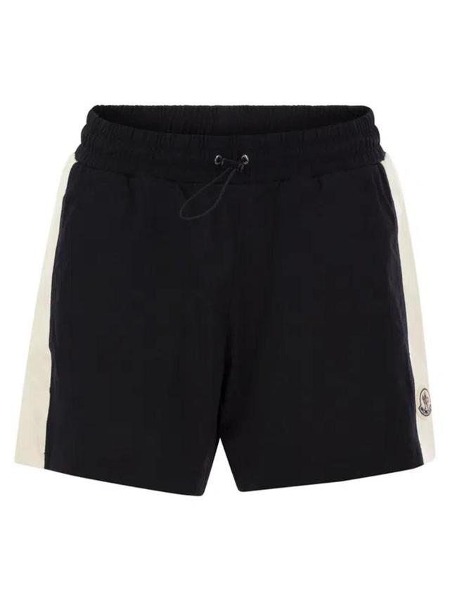 MONCLER Drawstring Jersey Shorts In Blue Product Image