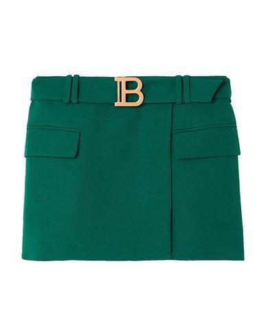 BALMAIN Woman Mini Skirt Emerald Green Size 12 Wool Product Image