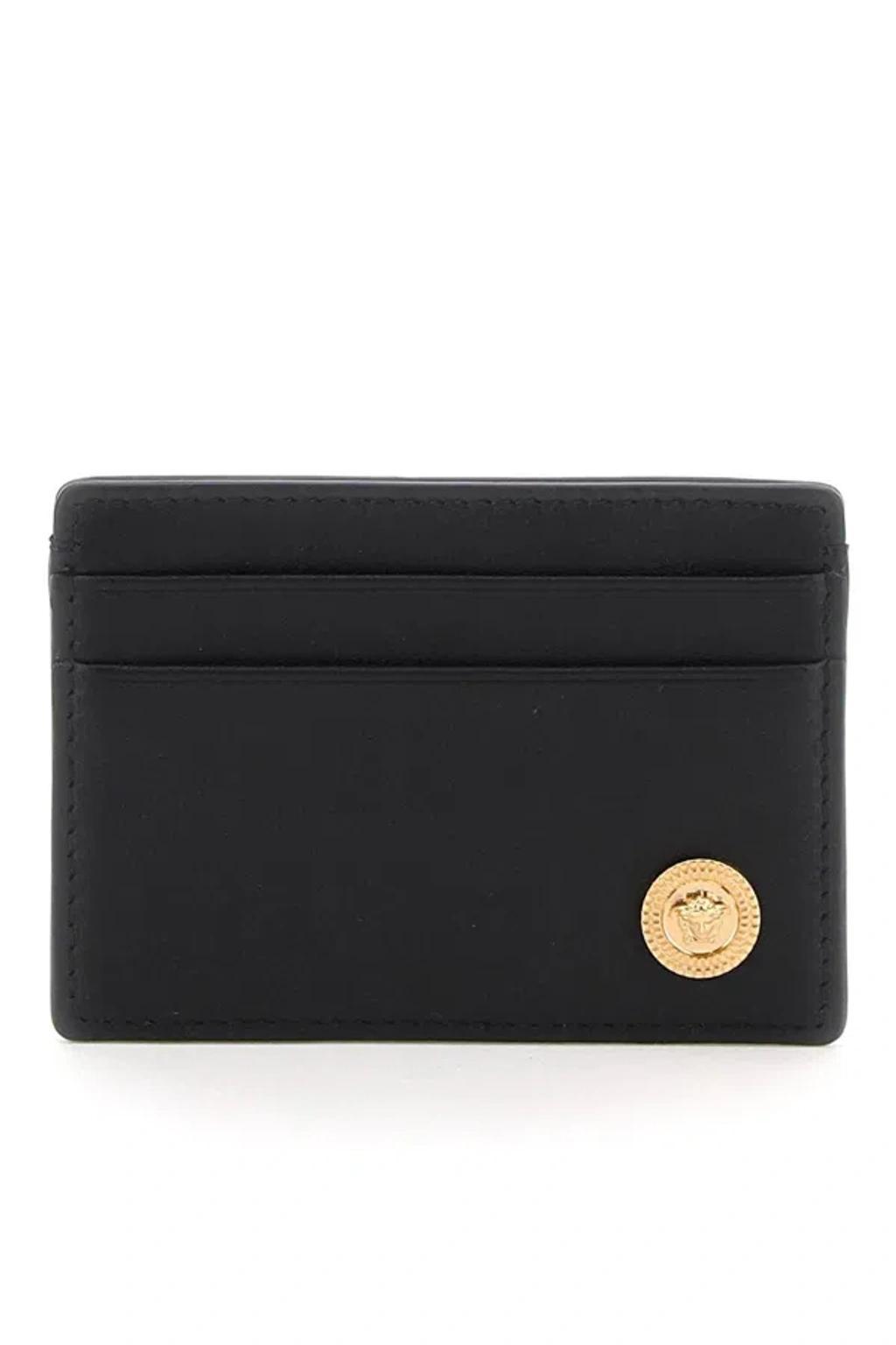 Leather Medusa Cardholder In Black Product Image