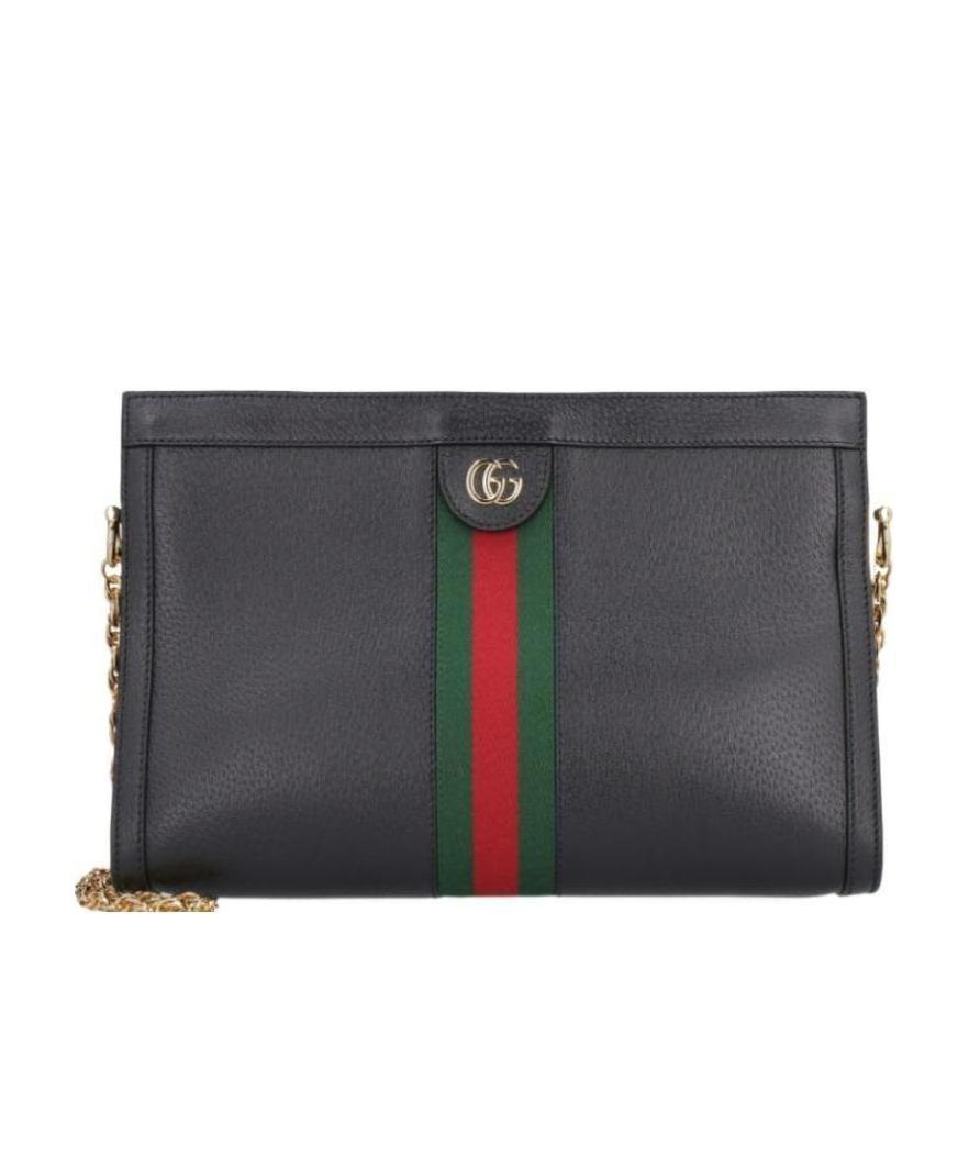 GUCCI Ophidia Small Leather Shoulder Bag In Black Product Image