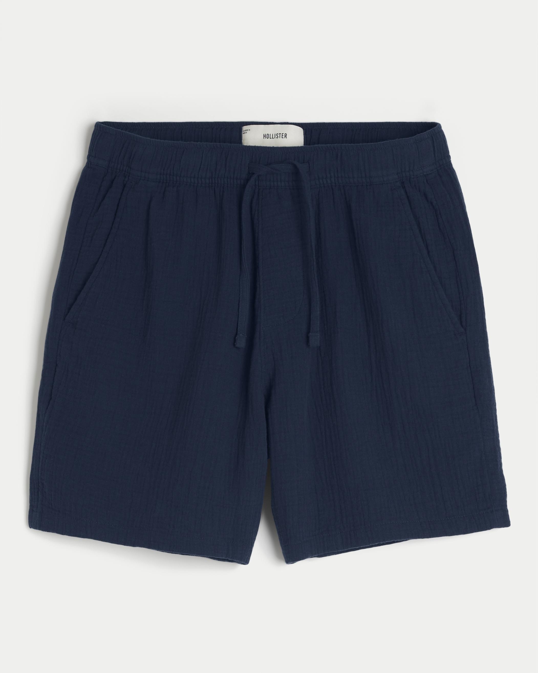 Above-the-Knee Crinkle Cotton Shorts Product Image