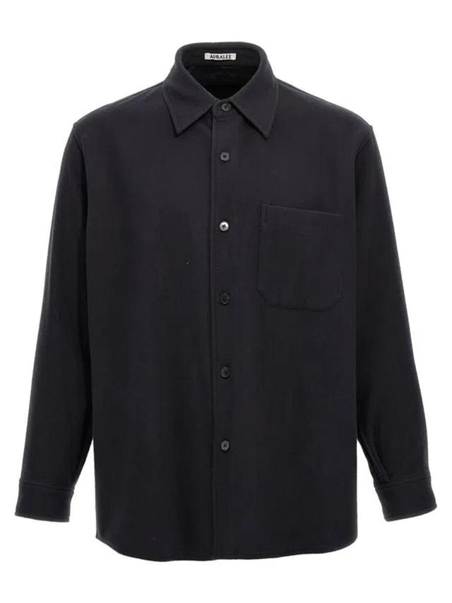 AURALEE Navy Button Up Shirt In Black Product Image