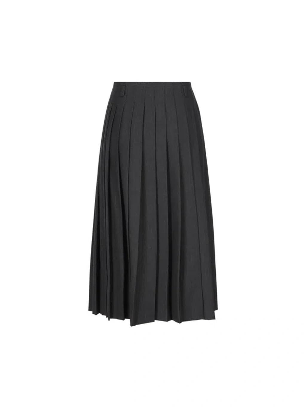 Elegant Wool Pleated Mini Skirt In Grey Product Image