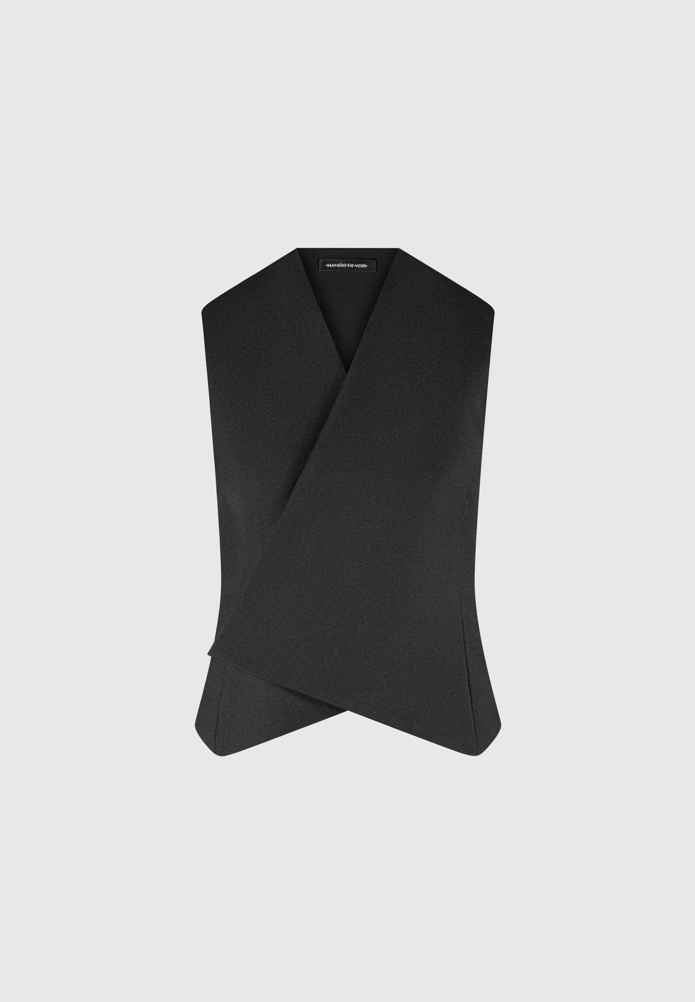 Tailored Wrap Waistcoat - Black / Black / WMN3484-01 Product Image