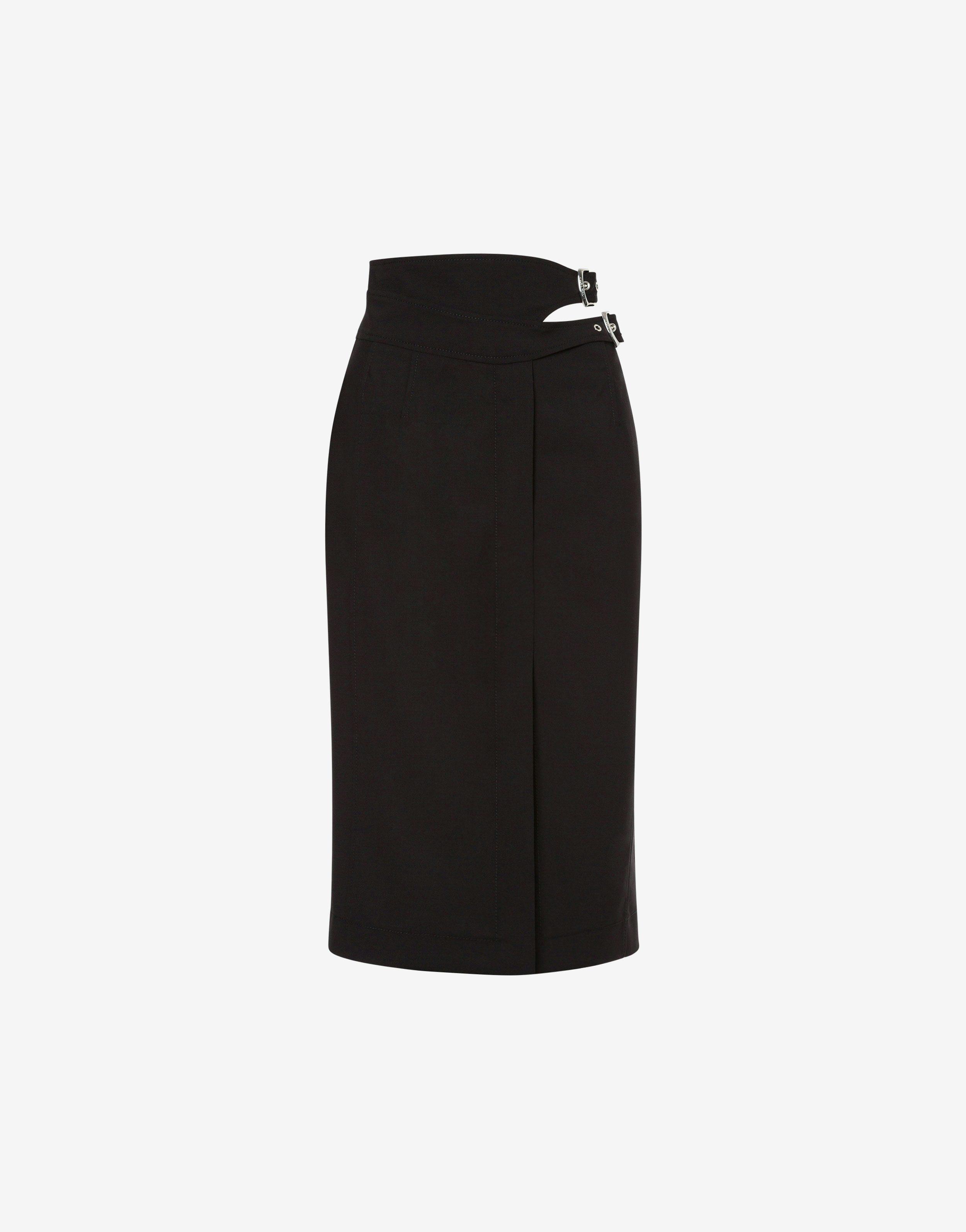 Stretch wool fabric midi skirt Product Image