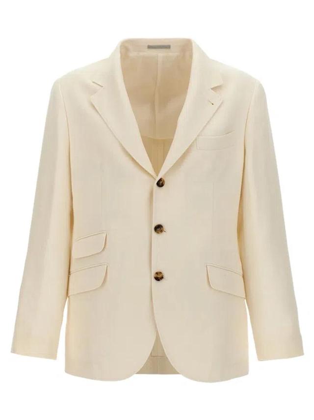 BRUNELLO CUCINELLI Single-breasted Blazer In White Product Image