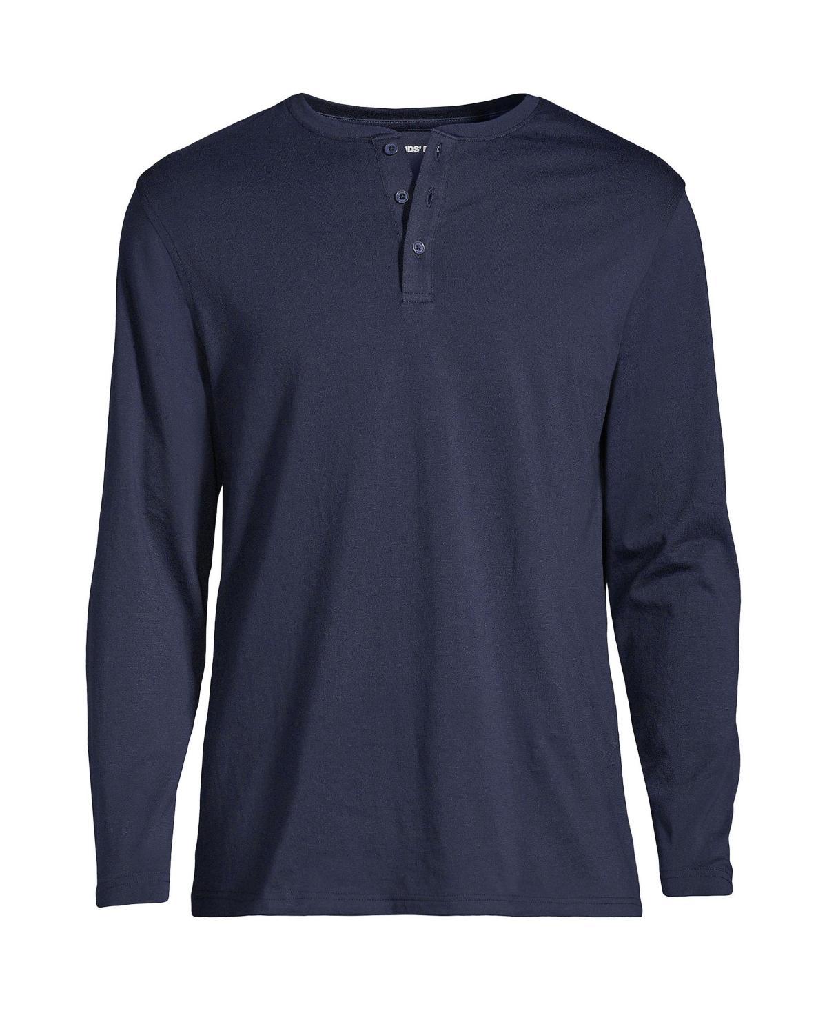 Lands End Mens Supima Jersey Long Sleeve Henley T-Shirt Product Image