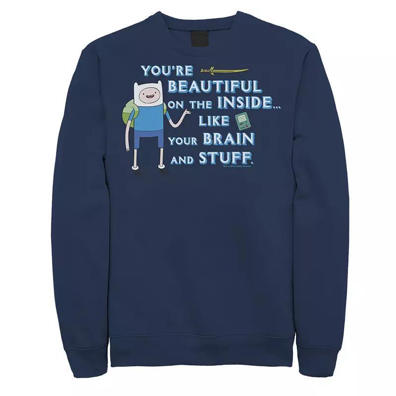 Mens Adventure Time Finn Youre Beautiful On The Inside Portrait Fleece Med Grey Product Image