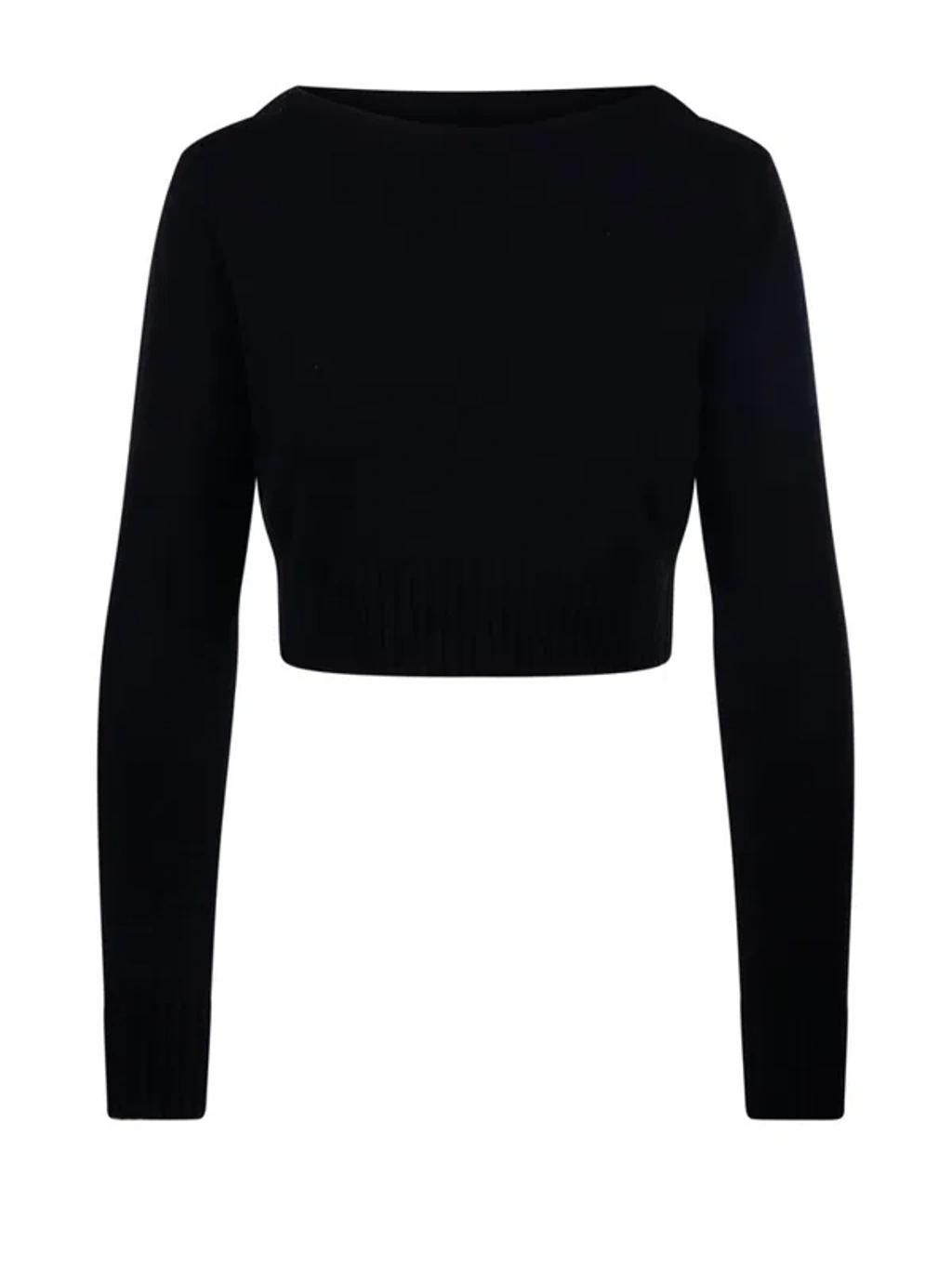 Angri Rib Knit Wool Crop Sweater In Black Product Image