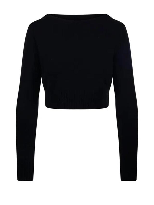 Angri Rib Knit Wool Crop Sweater In Black Product Image