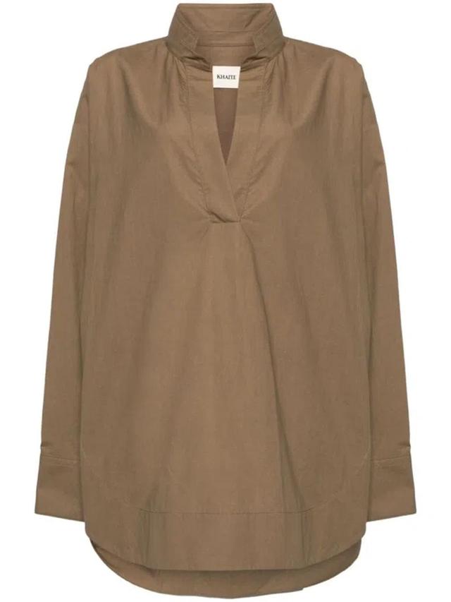 The Tito Poplin Top In Brown Product Image