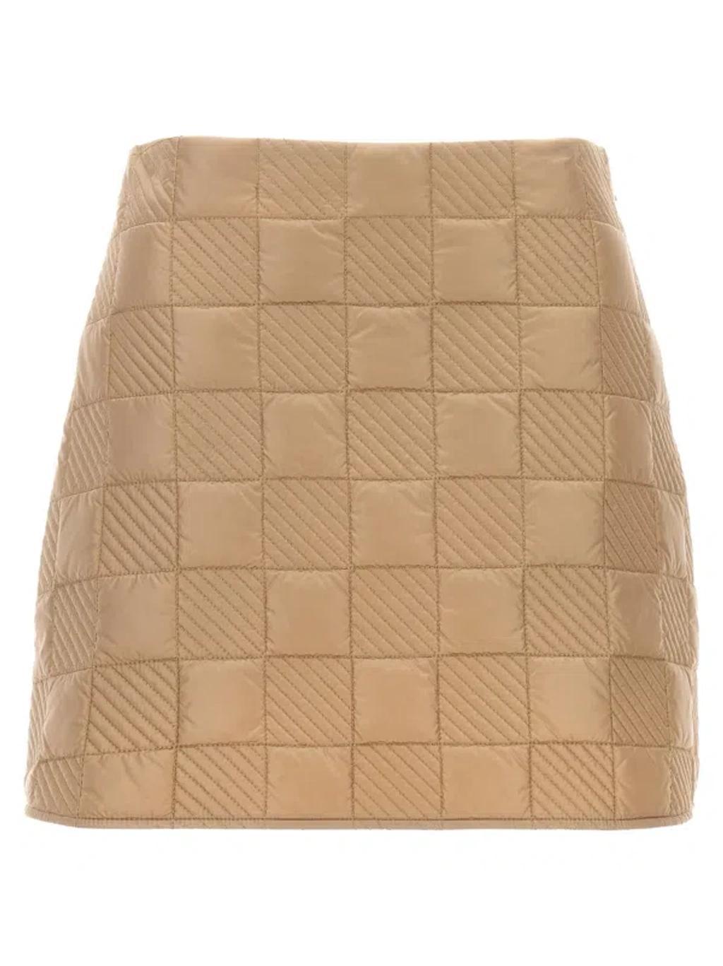 MONCLER High-waisted Quilted Mini Skirt In Cream Product Image