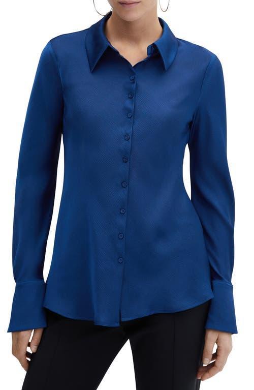 MANGO Textured Satin Button-Up Shirt Product Image